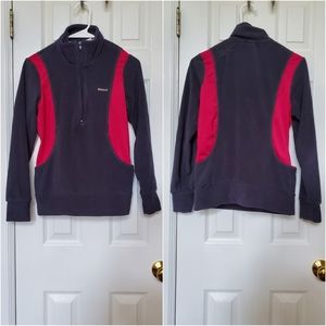 Reebok Fleece Half zip grey and pink crew neck sweater
